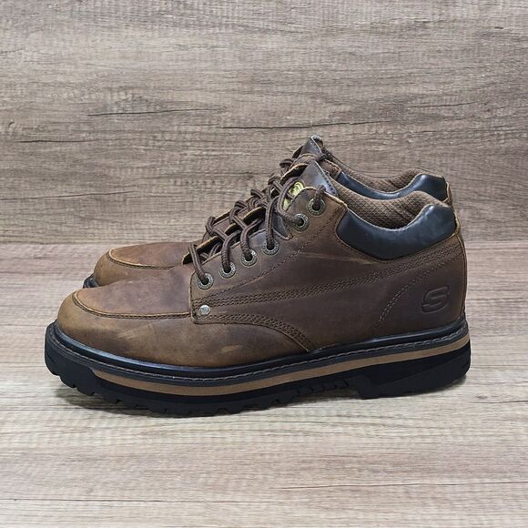 Skechers Mariner Men's Size 10.5 Brown Leather Utility Shoes (4470) - Picture 3 of 10